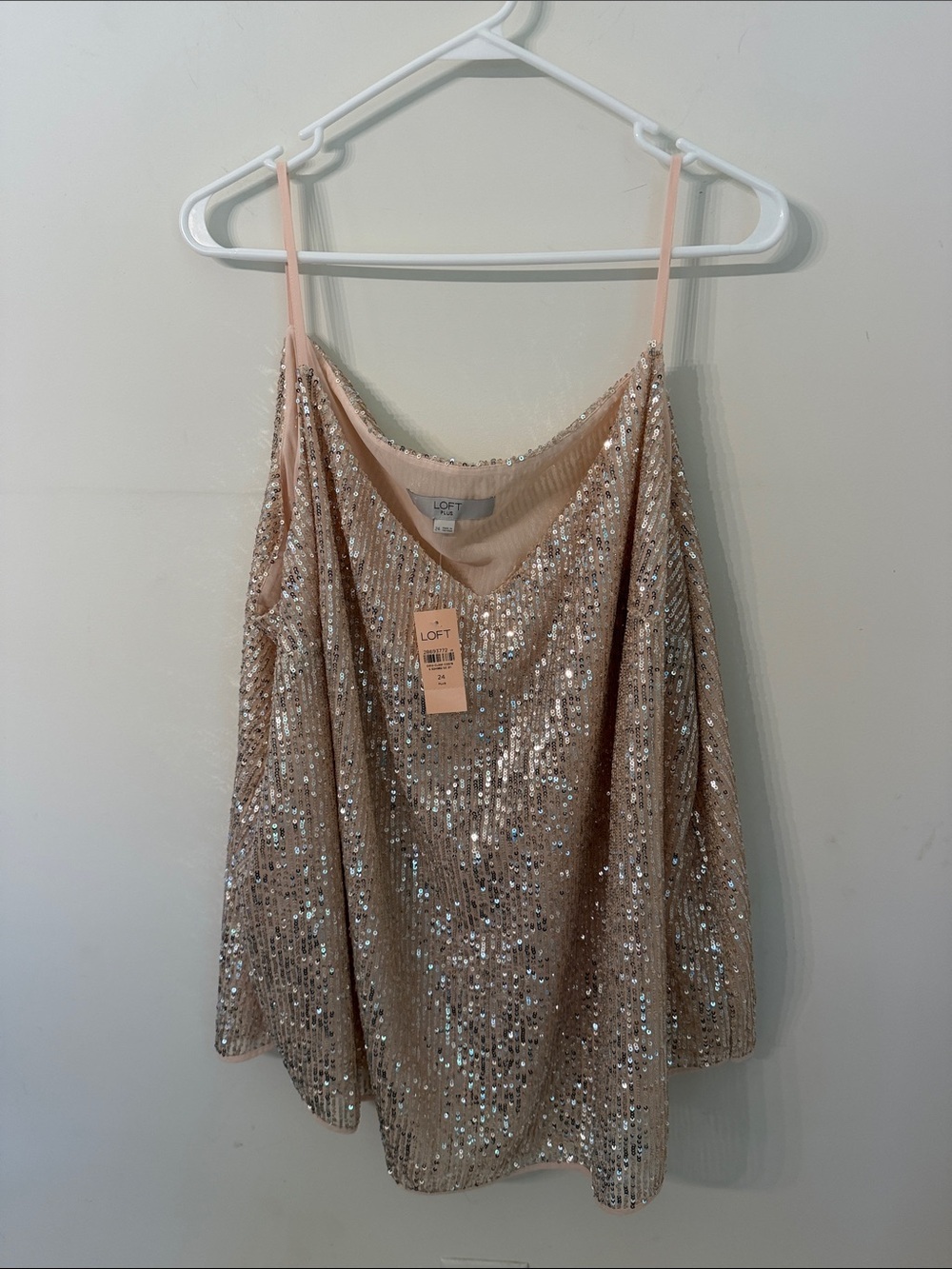 LOFT Rose-Gold Sequin Cold-Shoulder Camisole